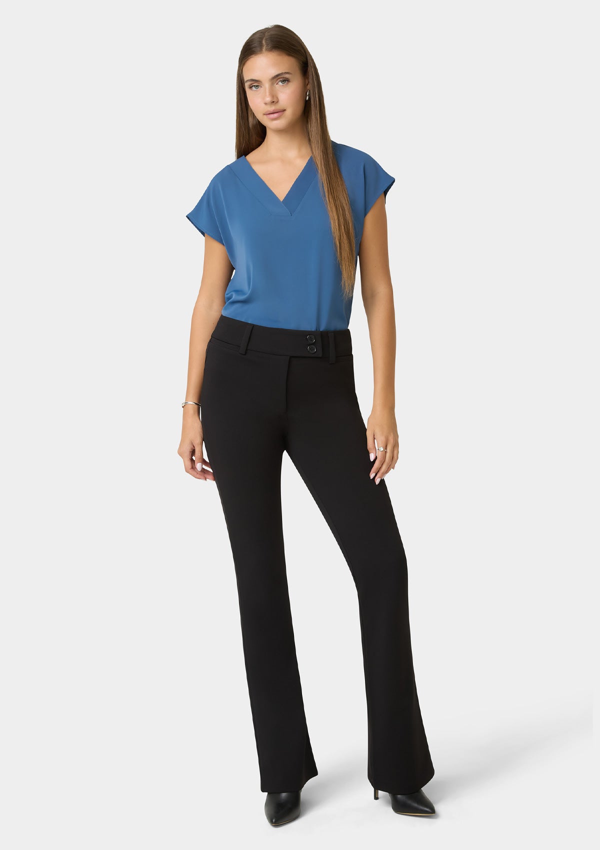 Alloy Apparel Tall Stanton Flare Pants in Black front view