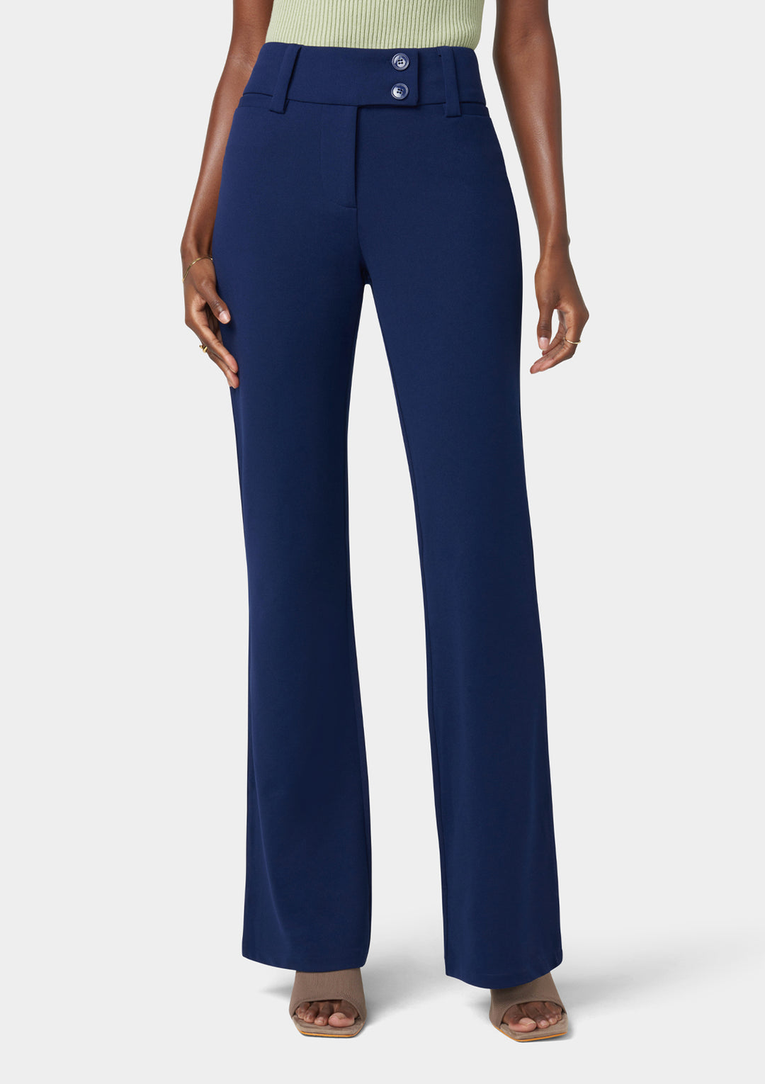 Alloy Apparel Tall Stanton Flare Pants for Women in Navy Size 18 length 37 | Crepe Alloy Apparel Tall Stanton Flare Pants for Women in Navy Size 18 length 37 | Crepe