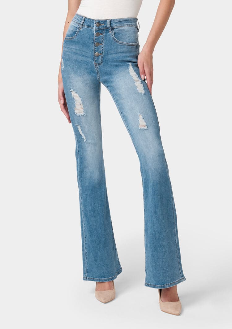 Tall Cindy Distressed Flare Jeans | Alloy Apparel