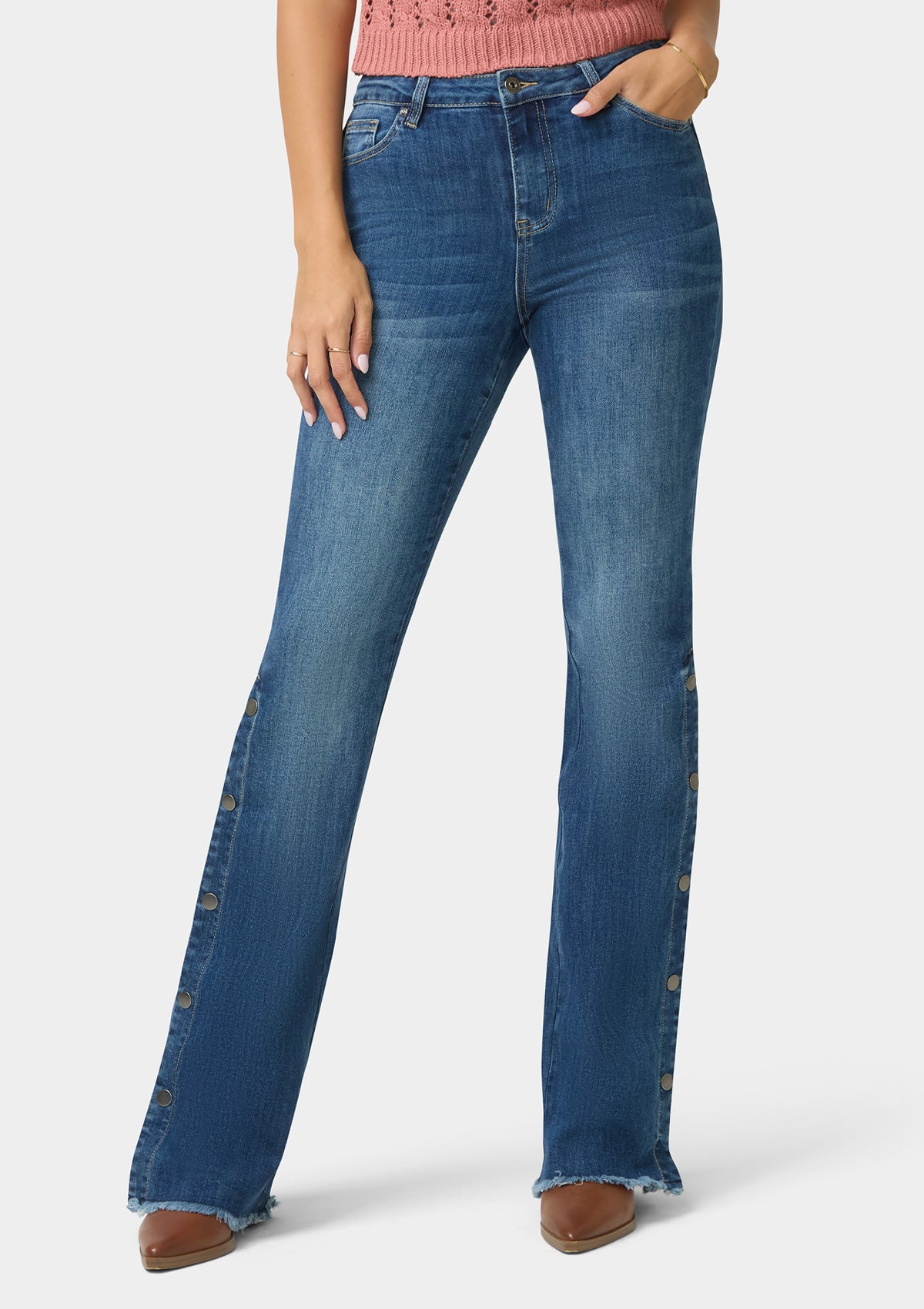 Tall Celina Snap Button Flare Jeans – Alloy Apparel