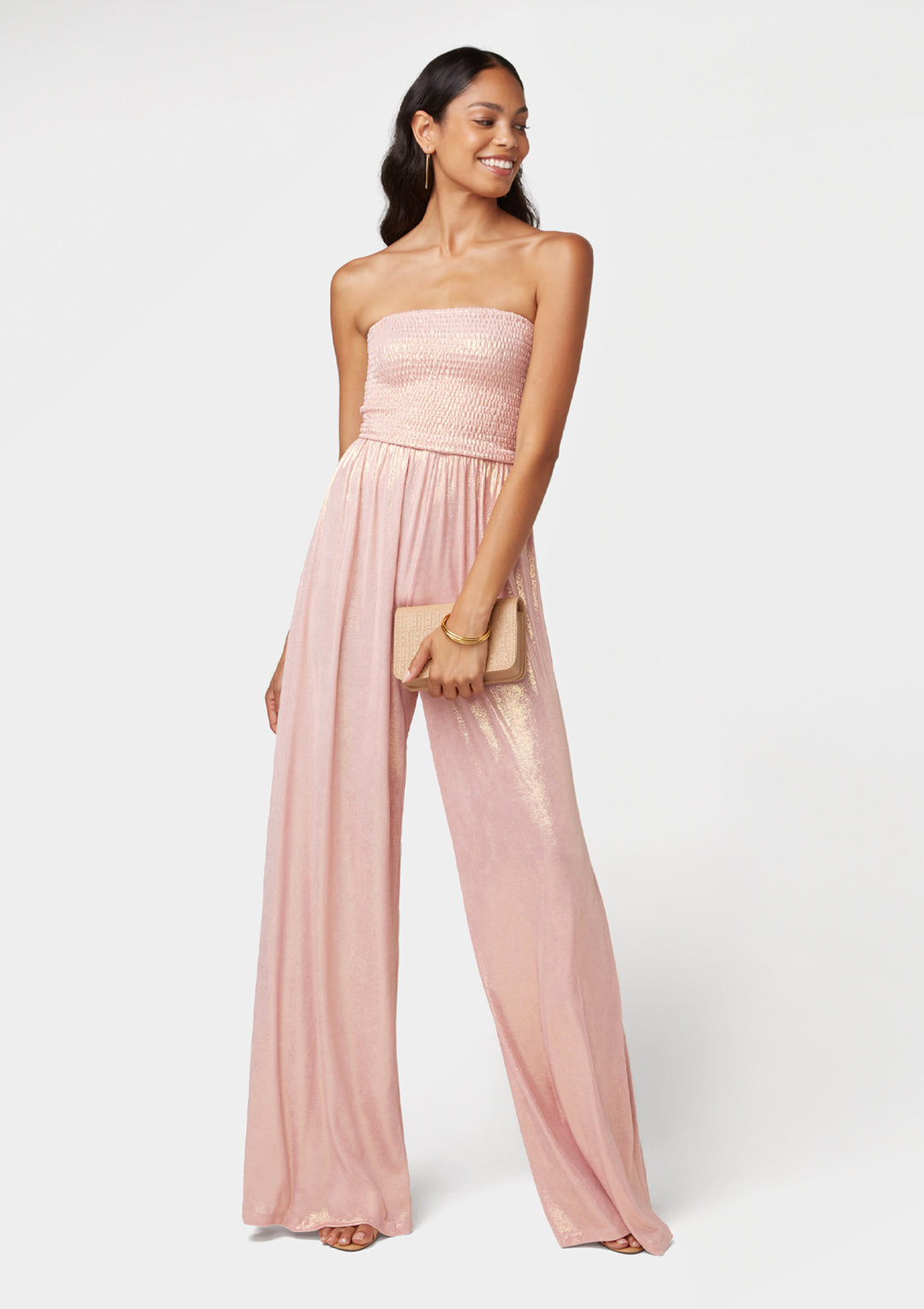 Alloy Apparel Tall Athena Strapless Flowy Jumpsuit for Women in Nude Size XS Alloy Apparel Tall Athena Strapless Flowy Jumpsuit for Women in Nude Size XS