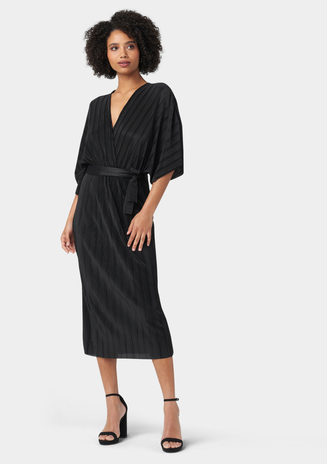 tall midi dress Karen Millen Womens Tall Clean Tailored Taffeta One Shoulder Panel Midi Dress - Black