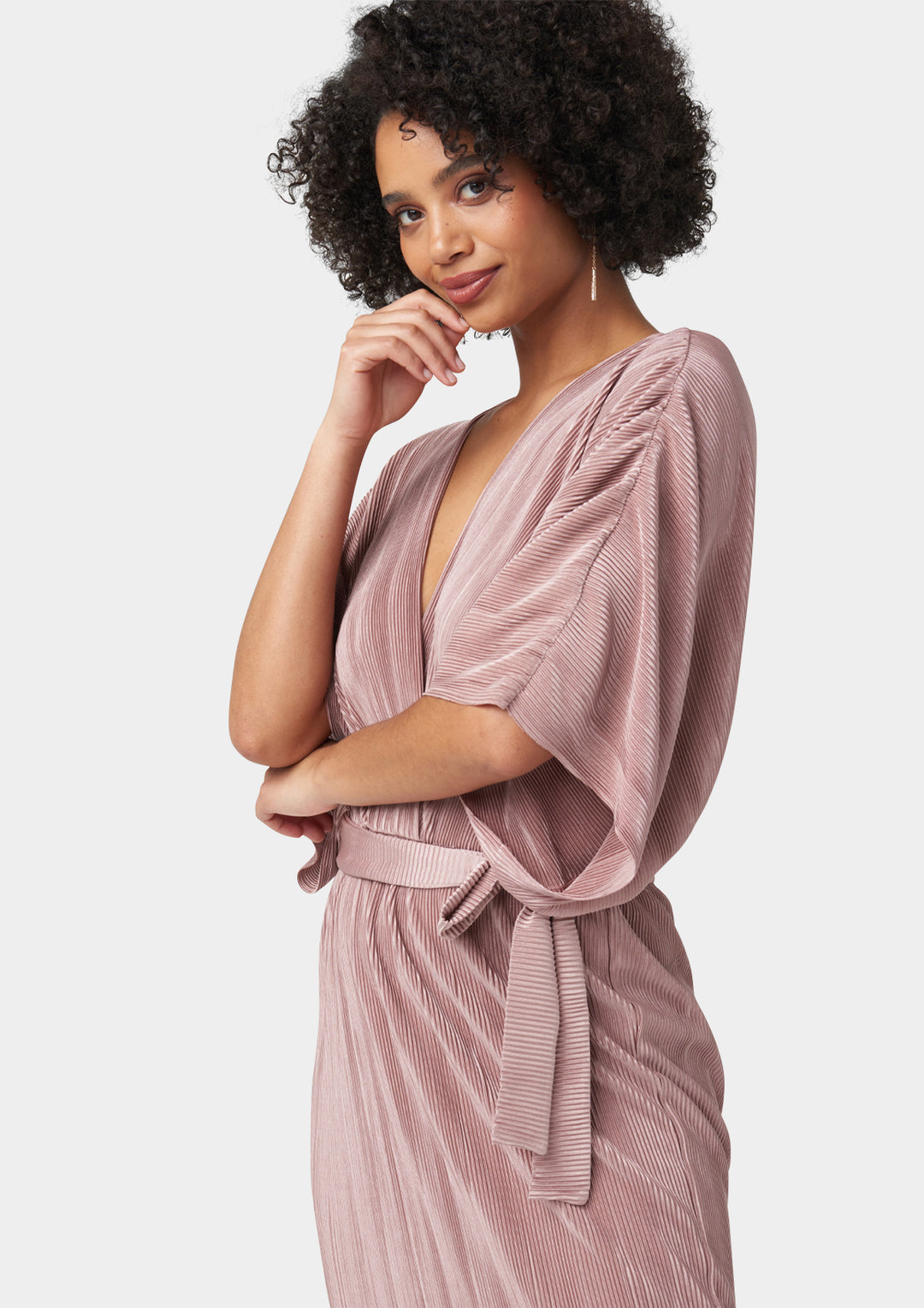 Alloy Apparel Tall Valerie Pleated Midi Dress for Women in Dusty Rose Size Small Alloy Apparel Tall Valerie Pleated Midi Dress for Women in Dusty Rose Size Small
