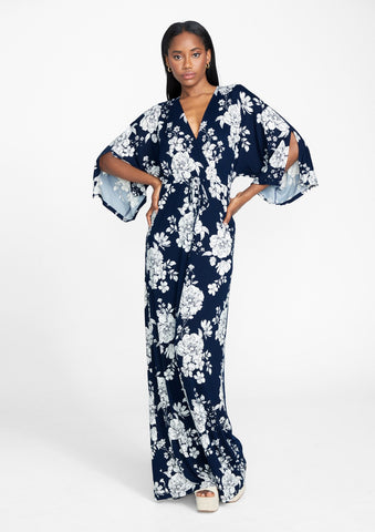Navy Ivory Floral Print