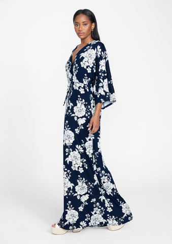 Navy Ivory Floral Print