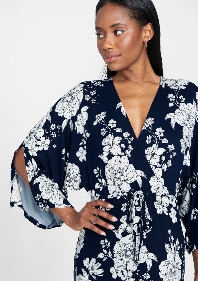 Navy Ivory Floral Print