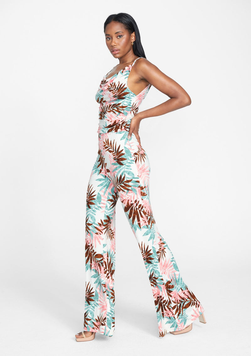 Ivory Coral Palm Print