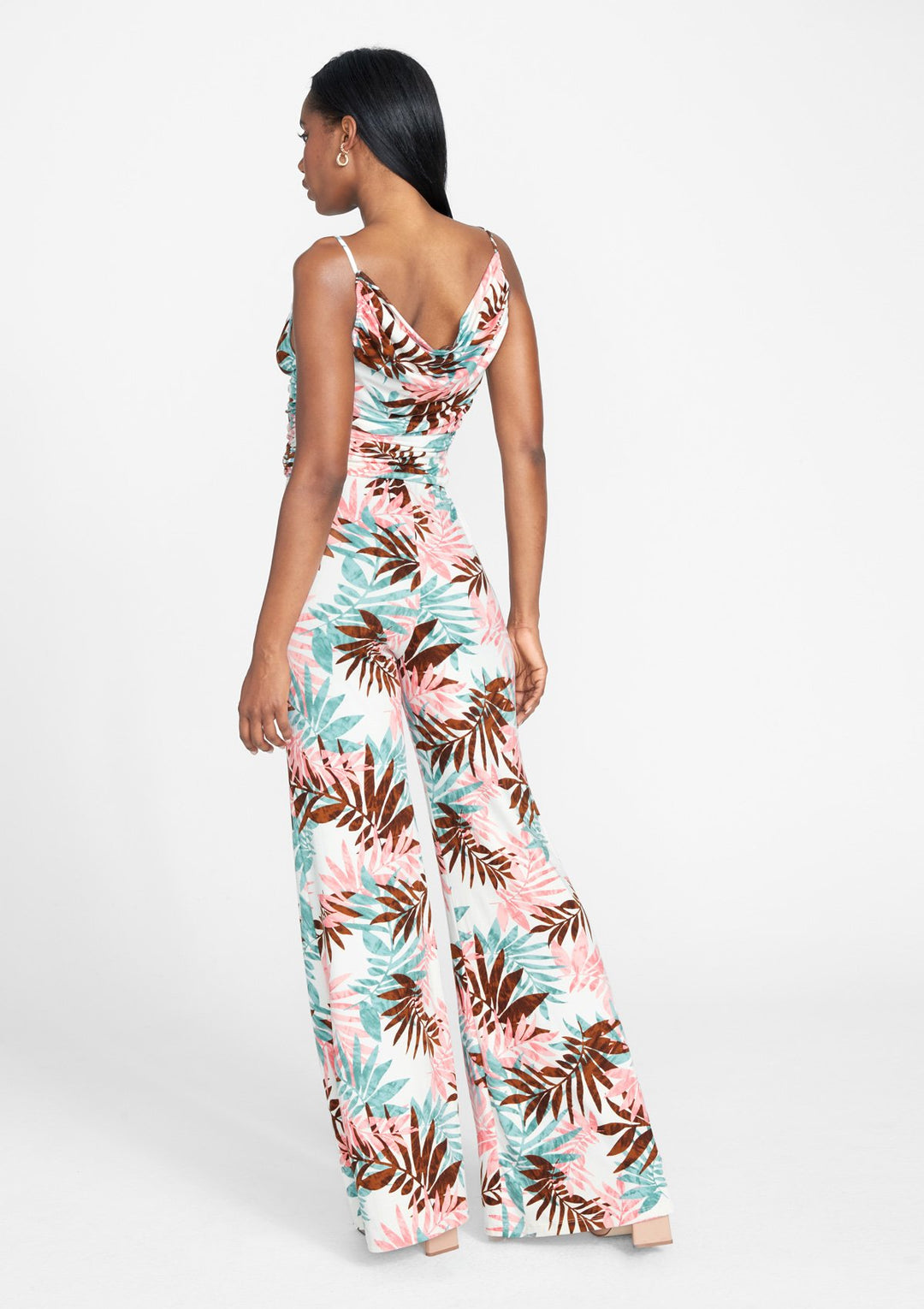 Ivory Coral Palm Print