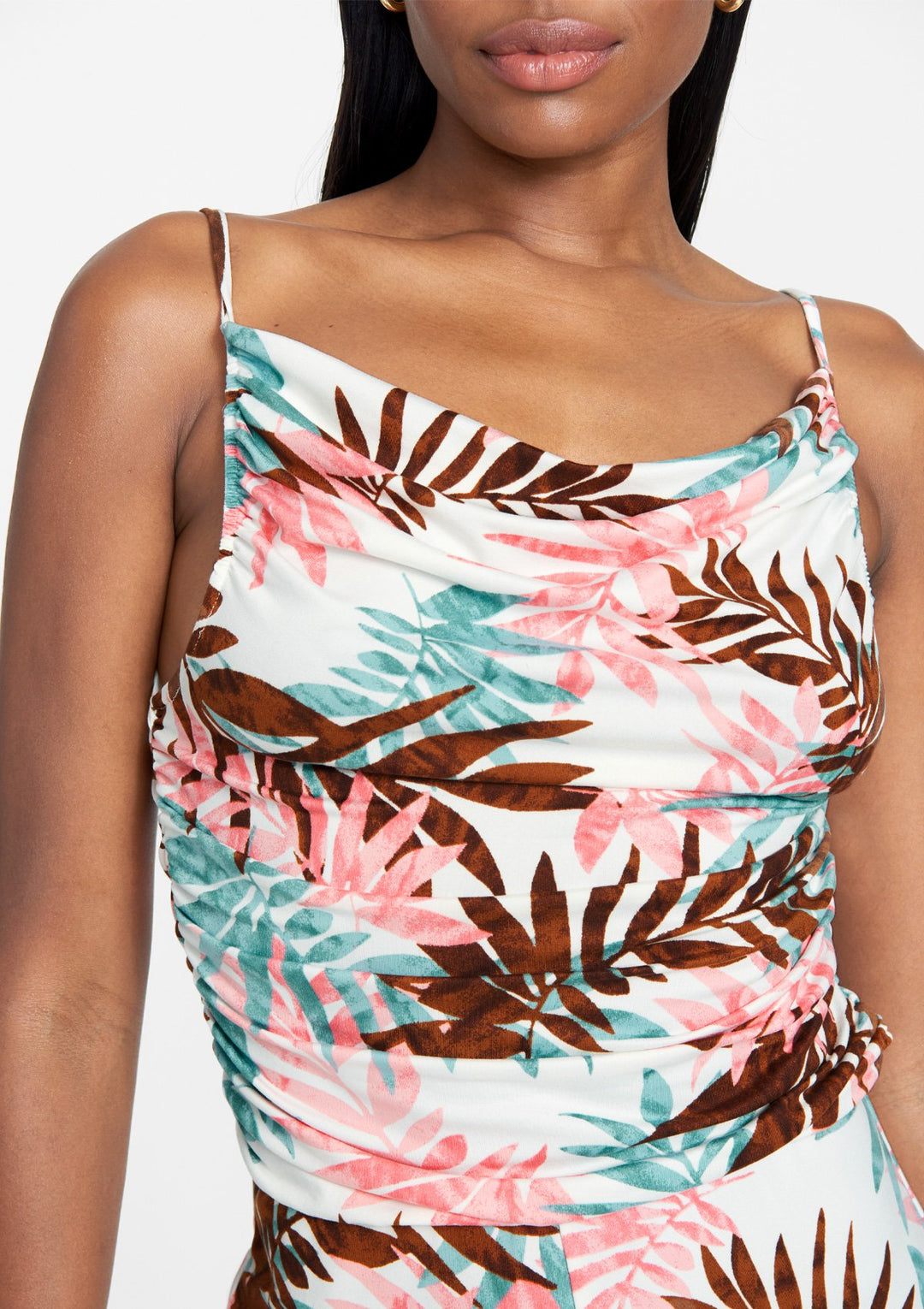 Ivory Coral Palm Print