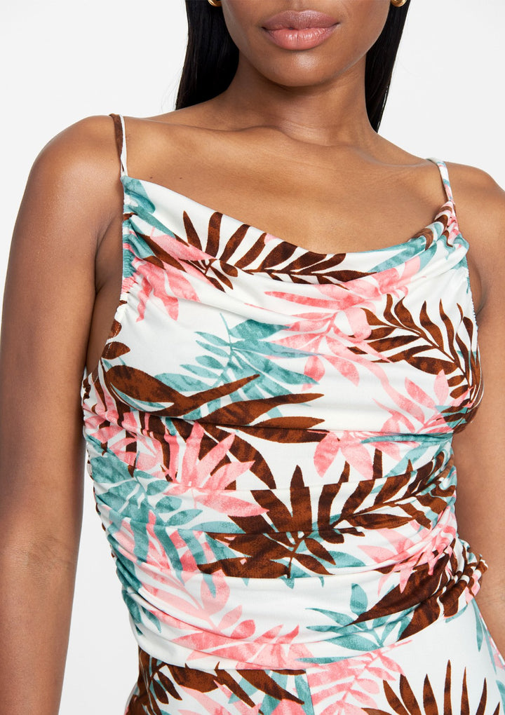 Ivory Coral Palm Print