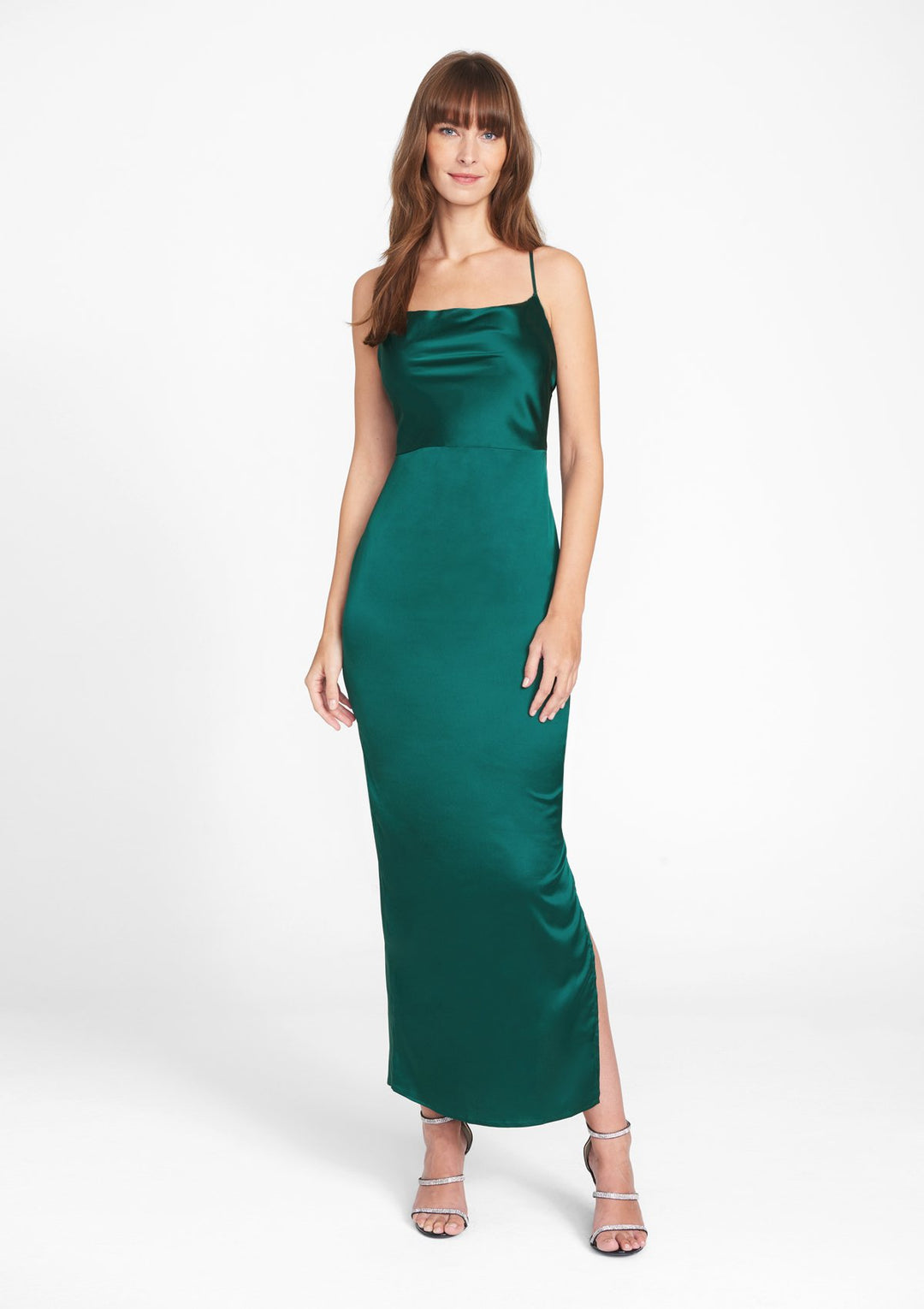 green emerald velvet dress Tall Maddie Satin Slip Dress
