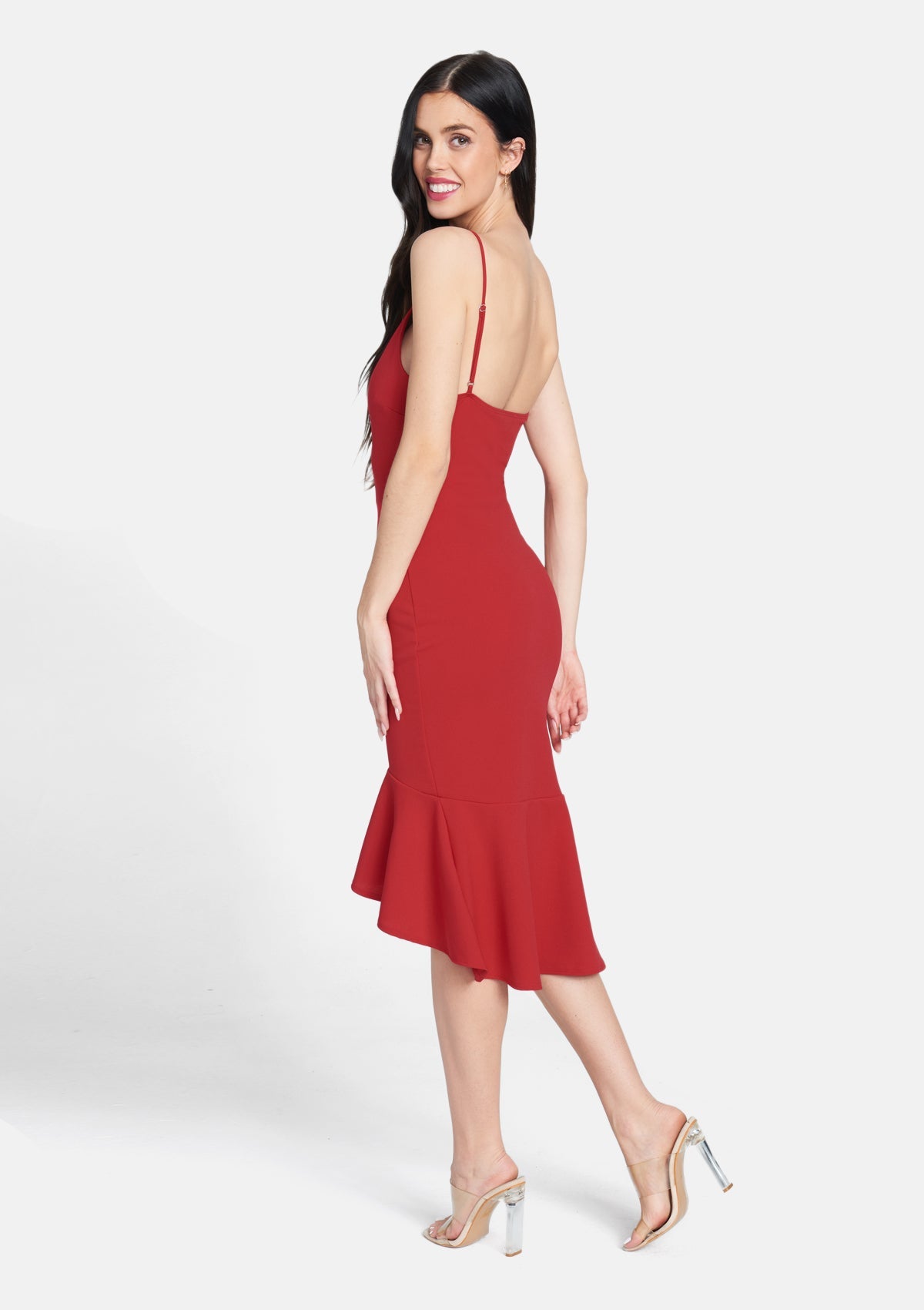 red tight midi dress Lulus | Temps de L'Amour Burgundy Lace Bodycon Midi Dress | Size X-Small