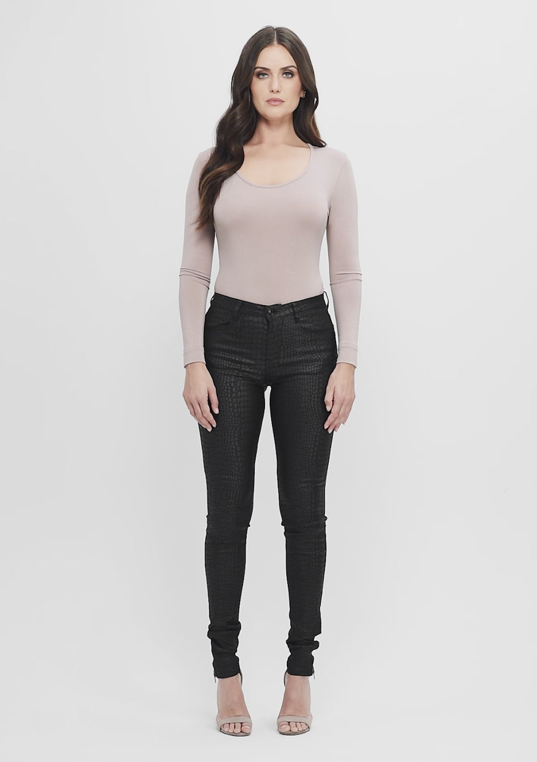 Tall Textured Faux Leather Jeans